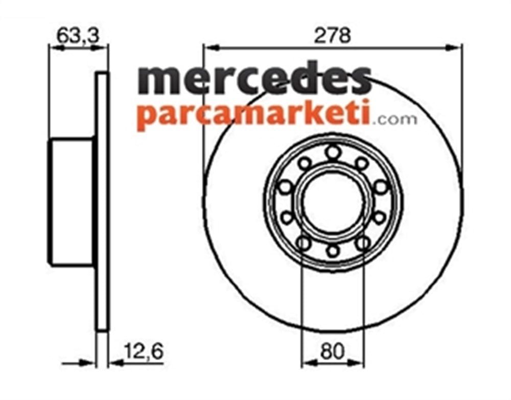 Mercedes W123 (1976-1985) W123 Kasa Ön Fren Diski Takım