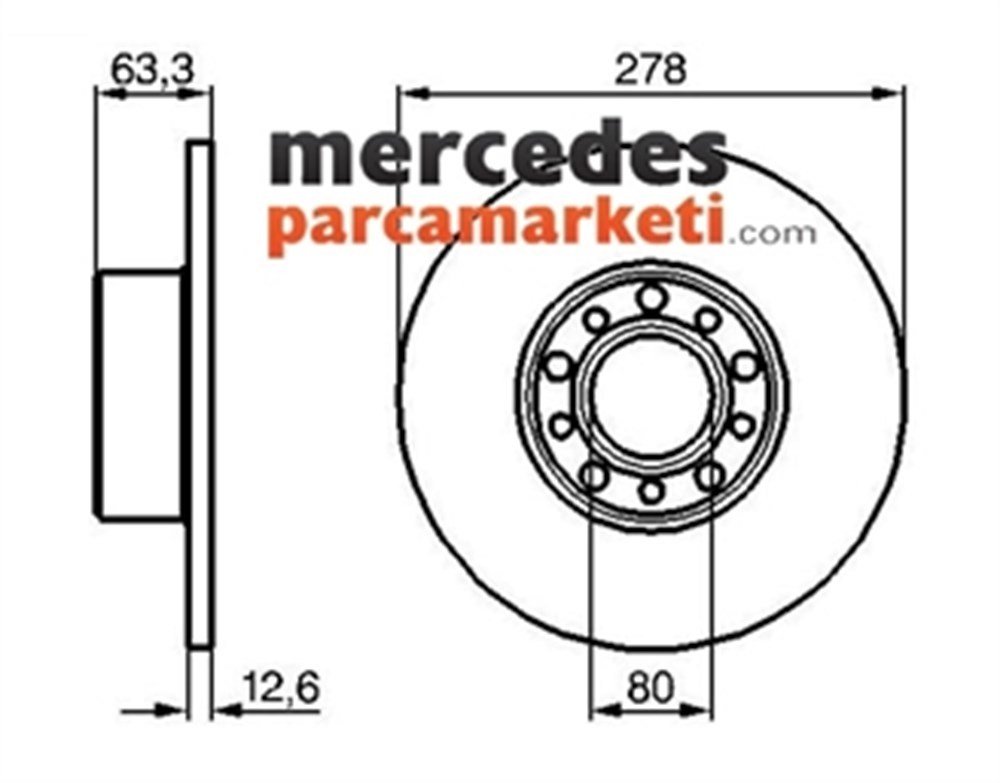 Mercedes W123 (1976-1985) W123 Kasa Ön Fren Diski Takım