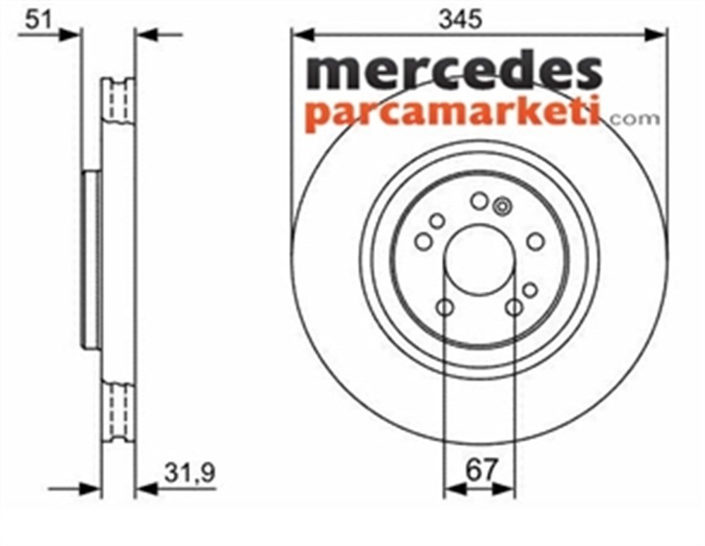 Mercedes ML Serisi W163 ML Serisi 1998-2005 Ön Fren Diski Takım